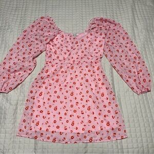 Francesca's Collections Pink Floral Long Sleeve Dress